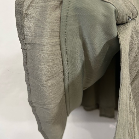 Mikarose Sage Green Tiered Midi Dress Large Rayon Short Sleeve Button Front NWT - Picture 9 of 9